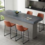 Brown Modern Bar Stools with Backrest - Set of 4