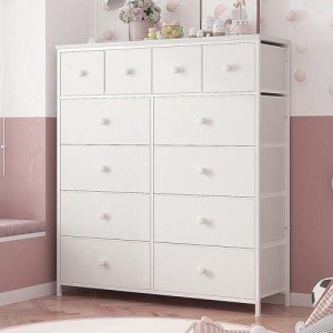 EnHomee 12-Drawer White Dresser for Bedrooms