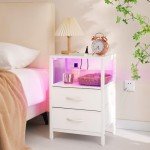 Yoobure LED Nightstand with Charging Station and Storage