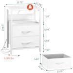 Yoobure LED Nightstand with Charging Station and Storage