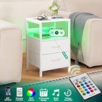 Yoobure LED Nightstand with Charging Station and Storage