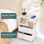 Yoobure LED Nightstand with Charging Station and Storage
