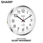 Silent Quartz Wall Clock – Silver Chrome 12 Inch