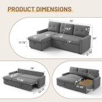 L Shaped Sleeper Sofa with Storage Chaise