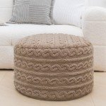Boho Round Pouf Ottoman for Living Spaces