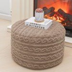 Boho Round Pouf Ottoman for Living Spaces