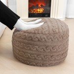 Boho Round Pouf Ottoman for Living Spaces