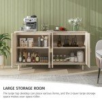Rattan Buffet Cabinet with Pine Legs for Storage