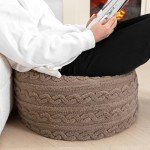Boho Round Pouf Ottoman for Living Spaces