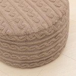 Boho Round Pouf Ottoman for Living Spaces