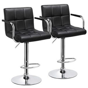 Set of 2 Black Adjustable Bar Stools