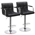 Set of 2 Black Adjustable Bar Stools