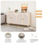 Rattan Buffet Cabinet with Pine Legs for Storage