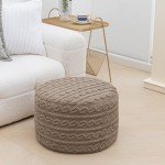 Boho Round Pouf Ottoman for Living Spaces