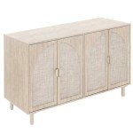 Rattan Buffet Cabinet with Pine Legs for Storage