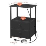 LED Nightstand Set with Charging Station and Storage
