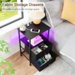 LED Nightstand Set with Charging Station and Storage