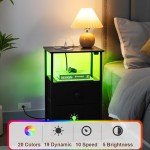 LED Nightstand Set with Charging Station and Storage