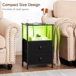 LED Nightstand Set with Charging Station and Storage