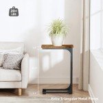 Slim Rustic Brown C Shaped Side Table Set