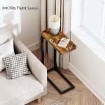 Slim Rustic Brown C Shaped Side Table Set