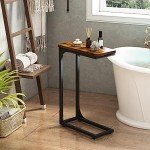 Slim Rustic Brown C Shaped Side Table Set