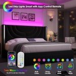 HITHOS King Velvet LED Bed Frame with Storage