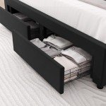 HITHOS King Velvet LED Bed Frame with Storage