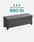 Slate Gray Storage Ottoman Bench with Foldable Design