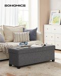 Slate Gray Storage Ottoman Bench with Foldable Design