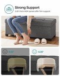 Slate Gray Storage Ottoman Bench with Foldable Design