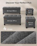 Slate Gray Storage Ottoman Bench with Foldable Design