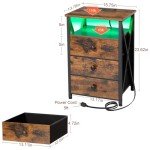 LED Nightstand Set with Charging Station & Drawers
