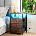LED Nightstand Set with Charging Station & Drawers