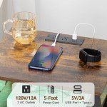 LED Nightstand Set with Charging Station & Drawers