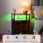 LED Nightstand Set with Charging Station & Drawers