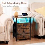 LED Nightstand Set with Charging Station & Drawers