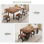 7-Piece Extendable Dining Table Set with Stools