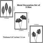 Black Metal Wall Art with Light Strips - 3 Pcs