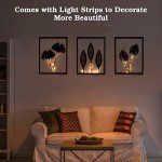 Black Metal Wall Art with Light Strips - 3 Pcs