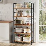 Modern 5-Tier Industrial Bookshelf in Rustic Brown