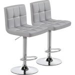 Set of 2 Adjustable PU Leather Bar Stools