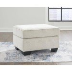 Light Brown & Cream Upholstered Ottoman by Ashley
