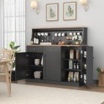 Farmhouse Style Sideboard Buffet Cabinet in Black
