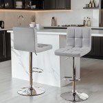 Set of 2 Adjustable PU Leather Bar Stools