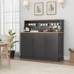 Farmhouse Style Sideboard Buffet Cabinet in Black