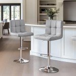 Set of 2 Adjustable PU Leather Bar Stools