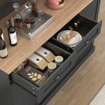 Farmhouse Style Sideboard Buffet Cabinet in Black