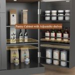 Farmhouse Style Sideboard Buffet Cabinet in Black