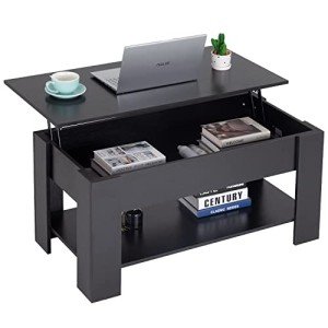 Lift Top Coffee Table with Hidden Storage - Black